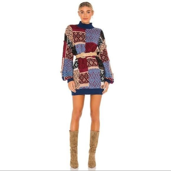 NWT Free People  Patched Argyle Dress M/L - Picture 3 of 5